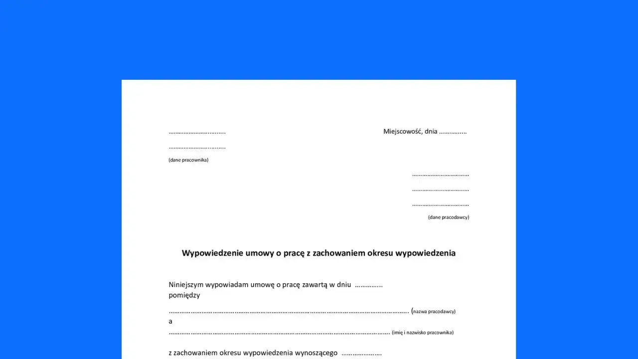 Formularz wypowiedzenia umowy o pracę. W przypadku zwolnienia lekarskiego od psychiatry, ważne jest prawidłowe złożenie dokumentów.